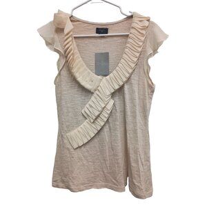 Anthropologie Deletta Womens Top Size Small Beige Ruffle Fairy Romantic BOHO NEW